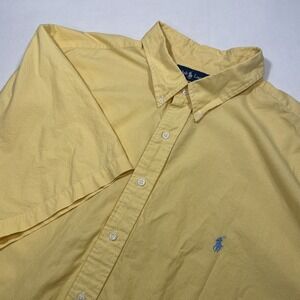 Ralph Lauren Yellow Checked Short Sleeve Button Down Blue Pony Classic Fit 3XLT